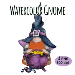 watercolor halloween gnome clipart png sublimation