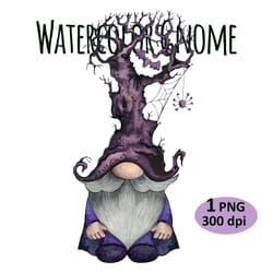 watercolor halloween gnome clipart png sublimation