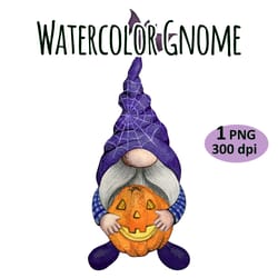 watercolor halloween gnome clipart png sublimation
