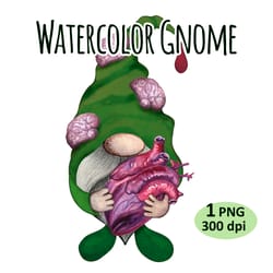 watercolor halloween zombie gnome clipart png sublimation