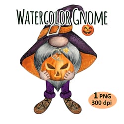 watercolor halloween gnome clipart png sublimation