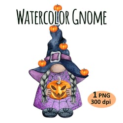 watercolor halloween gnome clipart png sublimation