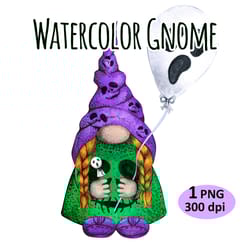 watercolor halloween gnome clipart png sublimation
