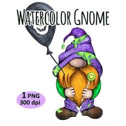watercolor halloween gnome clipart png sublimation