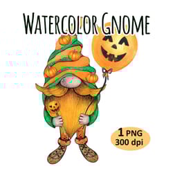 watercolor halloween gnome clipart png sublimation