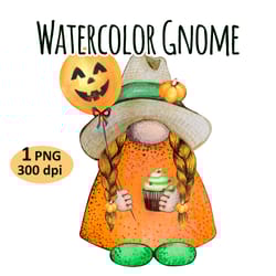 watercolor halloween gnome clipart png sublimation