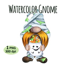 watercolor halloween gnome clipart png sublimation