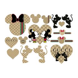 gucci and disney inspired printable bundle svg, brand svg, gucci svg, mickey mouse svg, minnie mouse svg, fashion svg