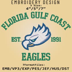 florida gulf coast eagles embroidery design, ncaa logo embroidery files, ncaa eagles, machine embroidery pattern