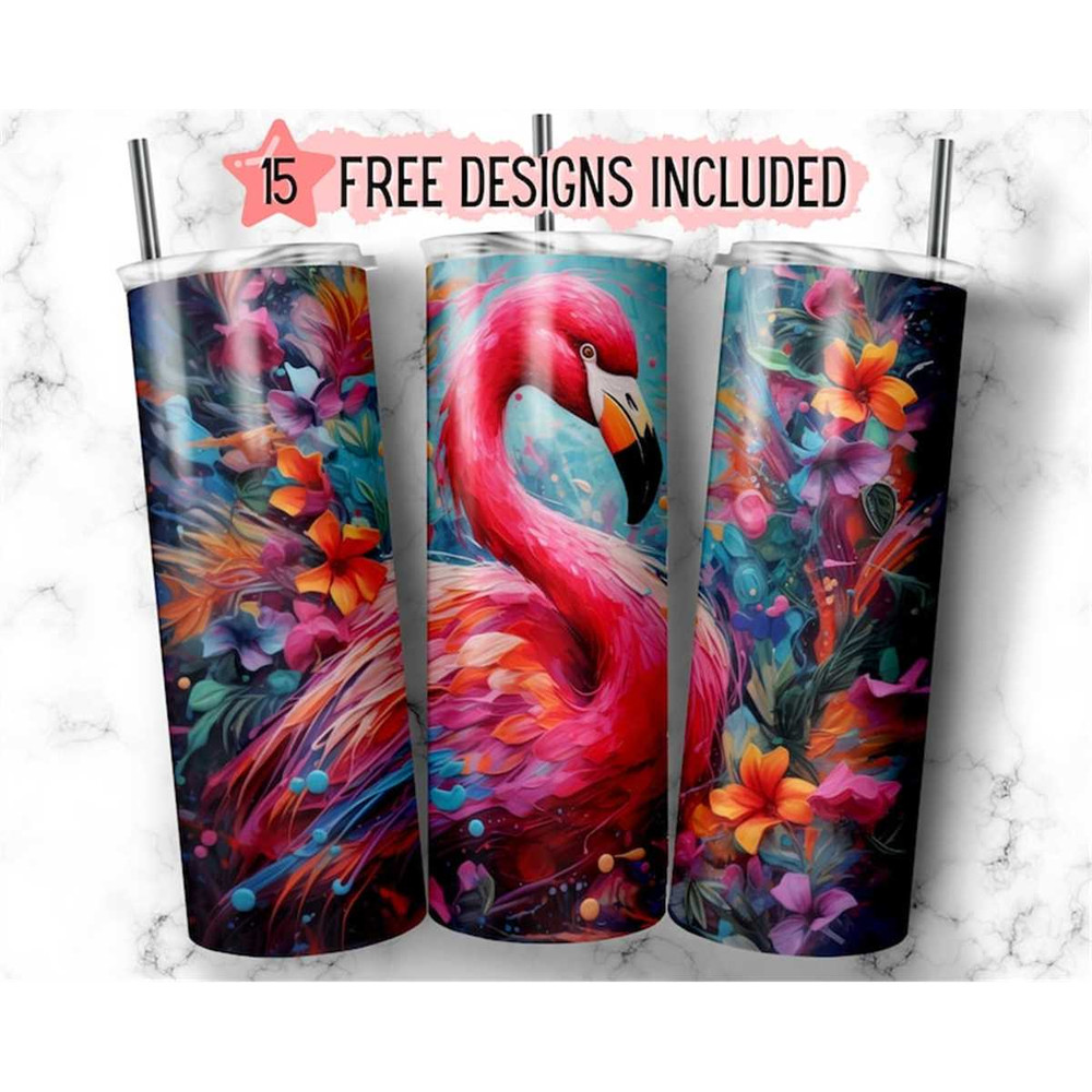 MR-282023222158-neon-rainbow-flamingo-with-florals-20oz-skinny-tumbler-image-1.jpg