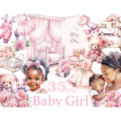Baby Girl Sublimation Set | Baby Shower Clipart Bundle
