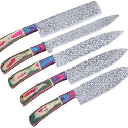 5 Piece Knife Set with Leather Pouch Professional Kitchen Chef knives Christmas Gift, Anniversary Gift, Birthday Gift
