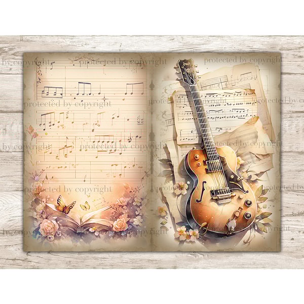 Music Vintage Sheet | Junk Journal Pages | Inspire Uplift