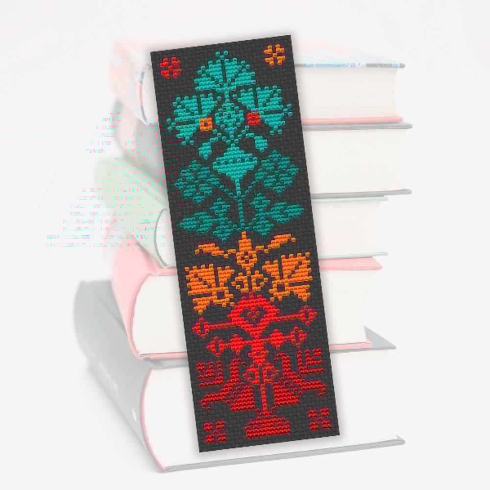 cross stitch bookmark pattern Flower
