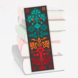 Cross stitch bookmark pattern Night Flower, Vintage embroidery pattern, Digital cross stitch, Gift for book lover