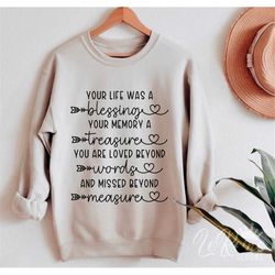 your life was a blessing your memory a treasure svg cut file, memorial svg, digital cut file