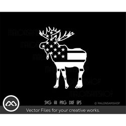 hunting svg us flag moose silhouette - hunting svg, moose hunting svg, moose svg, hunter svg, dxf, png