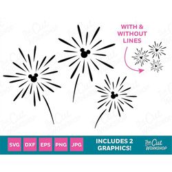 fireworks mouse ears disneyland disneyworld | svg clipart images digital download sublimation cricut cut file png dxf ep