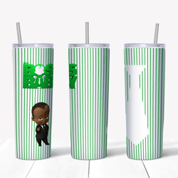 boss baby african american boy green 20oz tumbler, boss baby afro clipart, boss baby afro png, instant download