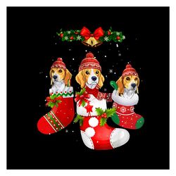 Beagle Dog With Sock And Hat Santa PNG, Beagle PNG, Snowflake PNG, Dog PNG, Santa Hat PNG