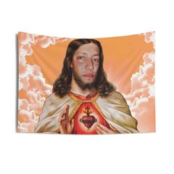 saint sal vulcano indoor wall tapestries, funny meme tapestries