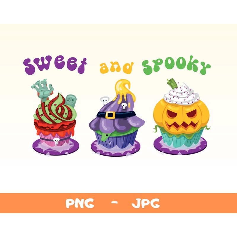 Sweet and Spooky PNG,Spooky Cupcake Shirt Png,Trendy Halloween Png,Spooky Vibes,Witchy Png,Kids halloween png,Halloween Sublimation,Cupcake - 1.jpg