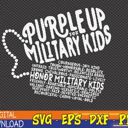 purple up for military kids month of the military child svg, eps, png, dxf, digital download