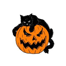 Black Cat Pumpkin Hallowween Svg Halloween Cat Pumpkin Vector Svg, Halloween Cat Gift For Halloween Day Svg, Silhouette