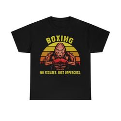 bigfoot boxing no excuses just uppercuts vintage retro t-shirt