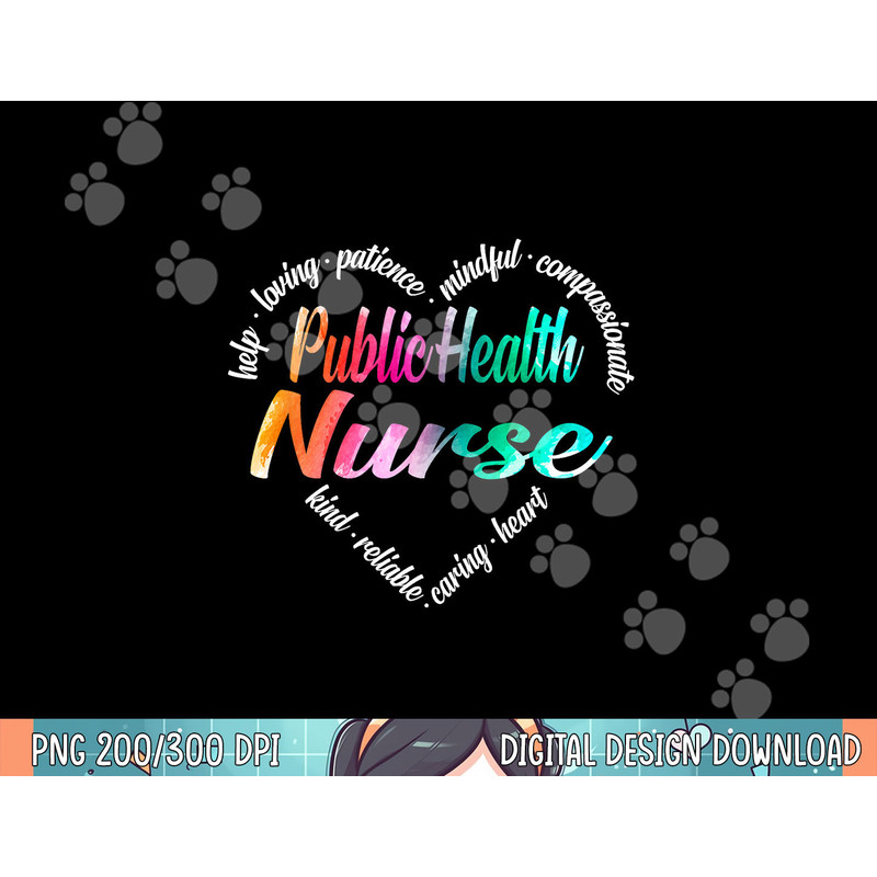 Public Health Nurse Heart Word Cloud Watercolor Rainbow png, sublimation.jpg