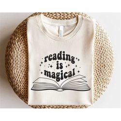 reading is magical svg, bookworm svg, open book svg, book lover svg, reading books svg, book nerd svg, reading shirt png