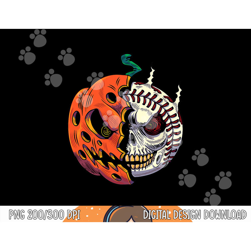 Pumpkin Skull Design For Men Boys Halloween Baseball Player png, sublimation copy.jpg