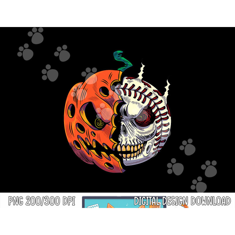 Pumpkin Skull Design For Men Boys Halloween Baseball Player png, sublimation copy.jpg