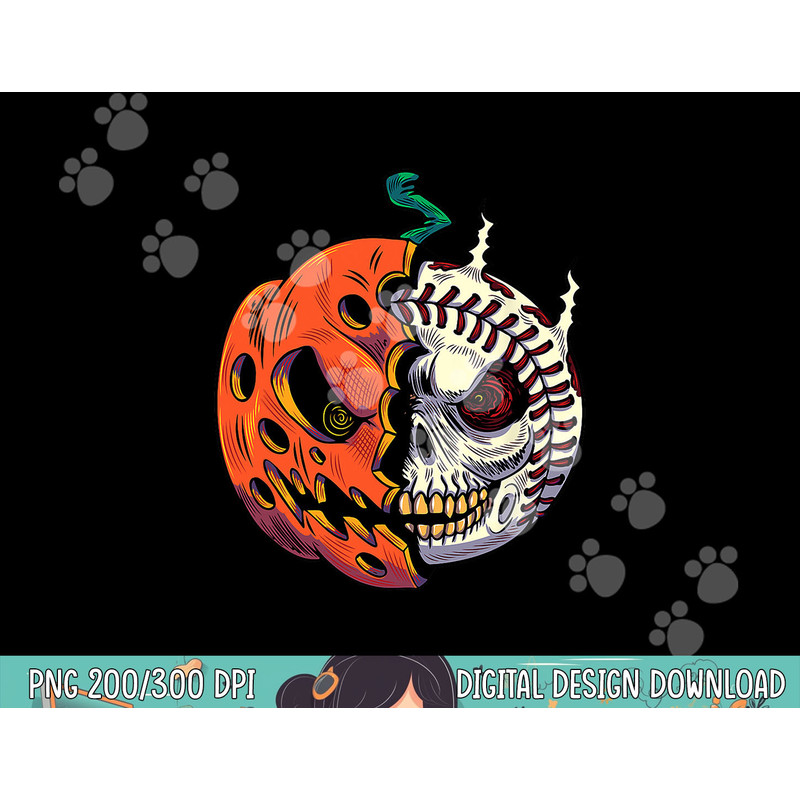 Pumpkin Skull Design For Men Boys Halloween Baseball Player png, sublimation copy.jpg