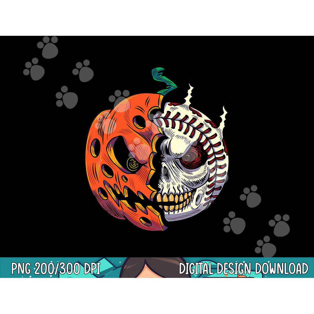 Pumpkin Skull Design For Men Boys Halloween Baseball Player png, sublimation copy.jpg