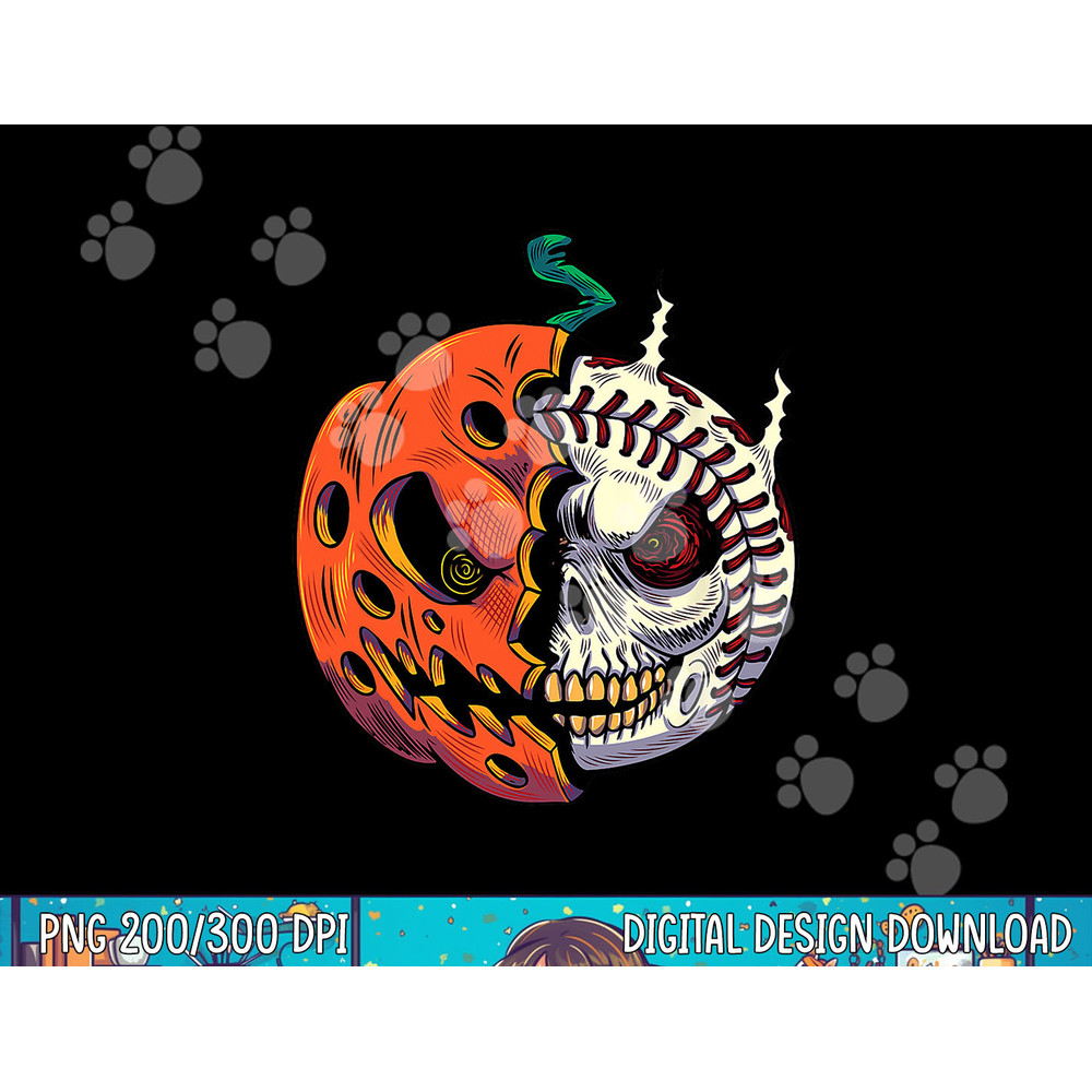 Pumpkin Skull Design For Men Boys Halloween Baseball Player png, sublimation copy.jpg