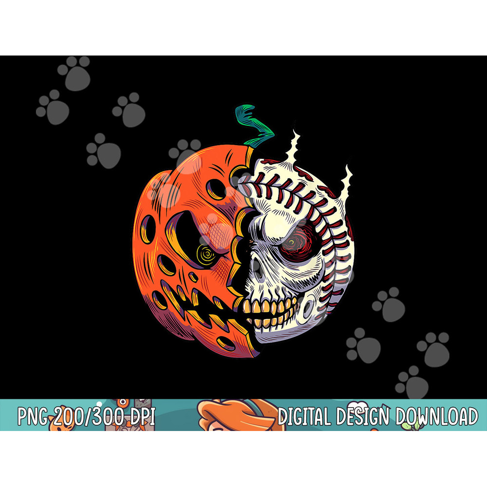Pumpkin Skull Design For Men Boys Halloween Baseball Player png, sublimation copy.jpg
