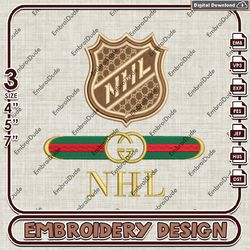 NHL Logo Gucci Embroidery Design, NHL Team Embroidery Files, NHL Machine Embroidery, Instand Download