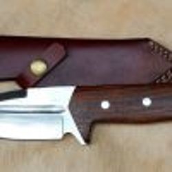Custom handmade 440c skinner steel knife rose wood handle birthday gift for him groomsmen anniversary  wedding gift