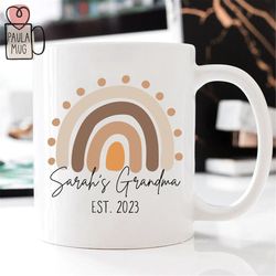custom grandma mug, custom rainbow nana yaya, mimi mug, first time nana gift, new grandparents gift, from baby to grandm