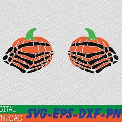 Pumpkin Boobs Halloween Skeleton Hands SVG Design