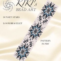Loom bracelet pattern Sunset stars ethnic inspired Bead LOOM pattern for bracelet design in PDF - instant download