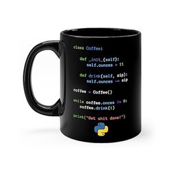 programmer coder engineer python black coffee mug gift