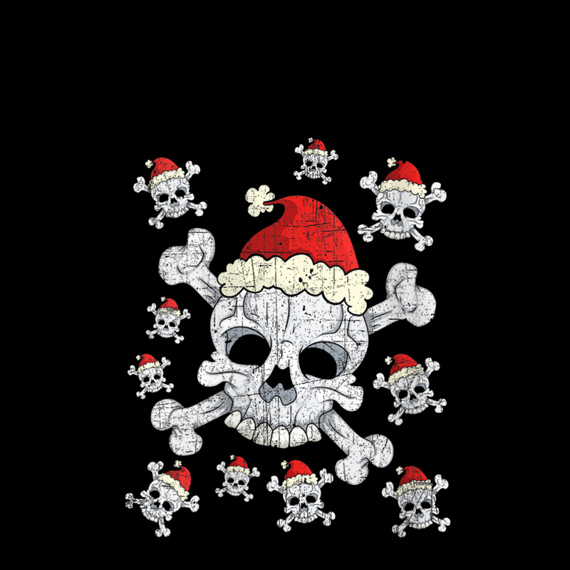 Womens Christmas Skulls With Santa Hats V Neck 7.jpg