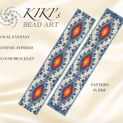 Loom pattern Oval fantasy loom bracelet bead pattern ethnic inspired Bead LOOM bracelet pattern in PDF instant download