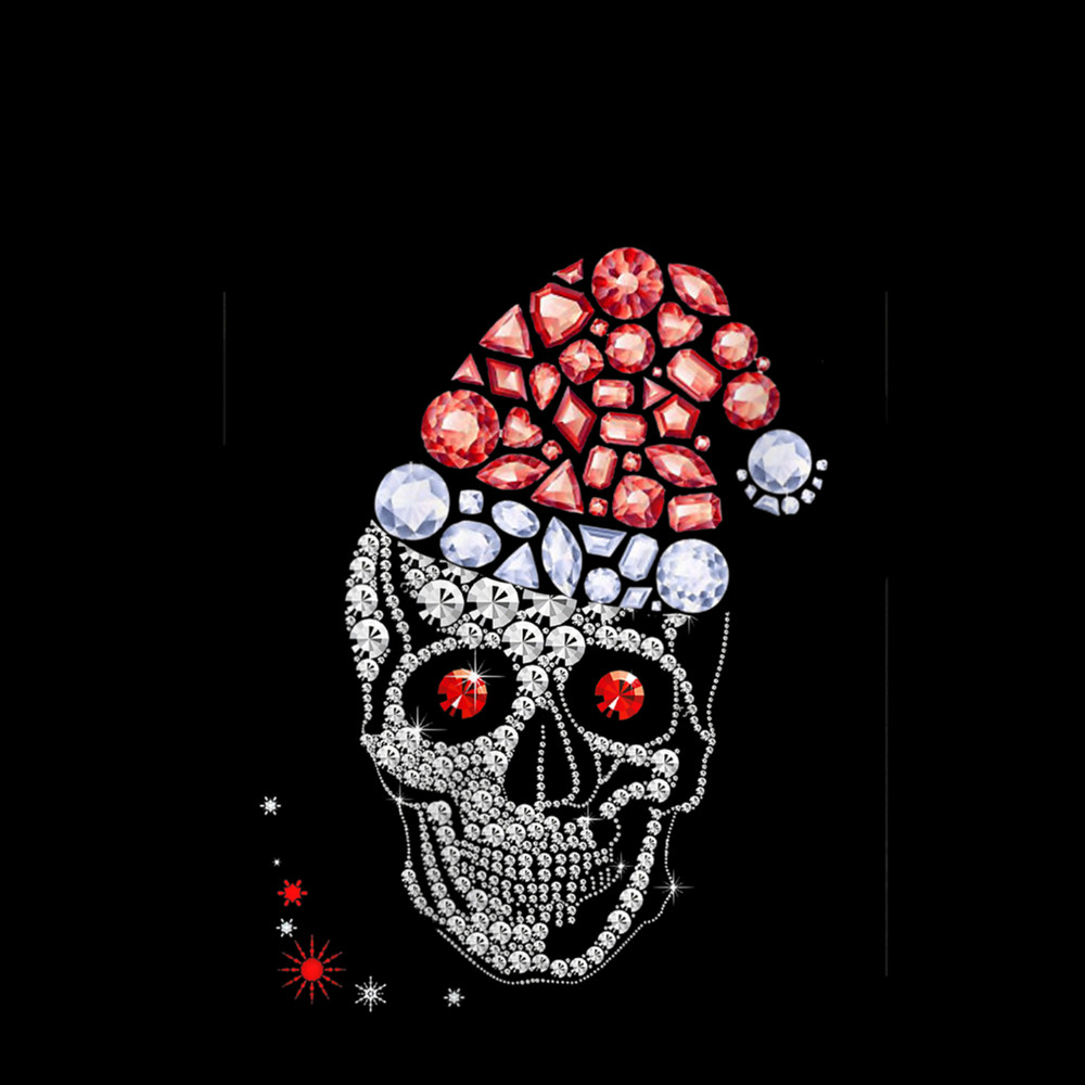 Womens Skull Diamond With Santa Hat Gift Christmas V Neck 4.jpg