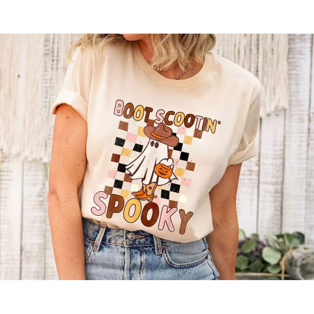 Boot Scootin Spooky Sweatshirt, Western Halloween Shirt, Cowboy Ghost T-Shirt, Spooky Season Tee, Halloween Spooky, Fall Women Hoodie - 3.jpg