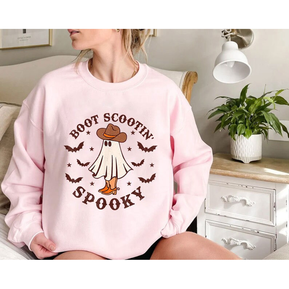 Boot Scootin Spooky Sweatshirt, Western Halloween Shirt, Cowboy Ghost T-Shirt, Spooky Season Tee, Halloween Spooky, Fall Women Hoodie - 7.jpg