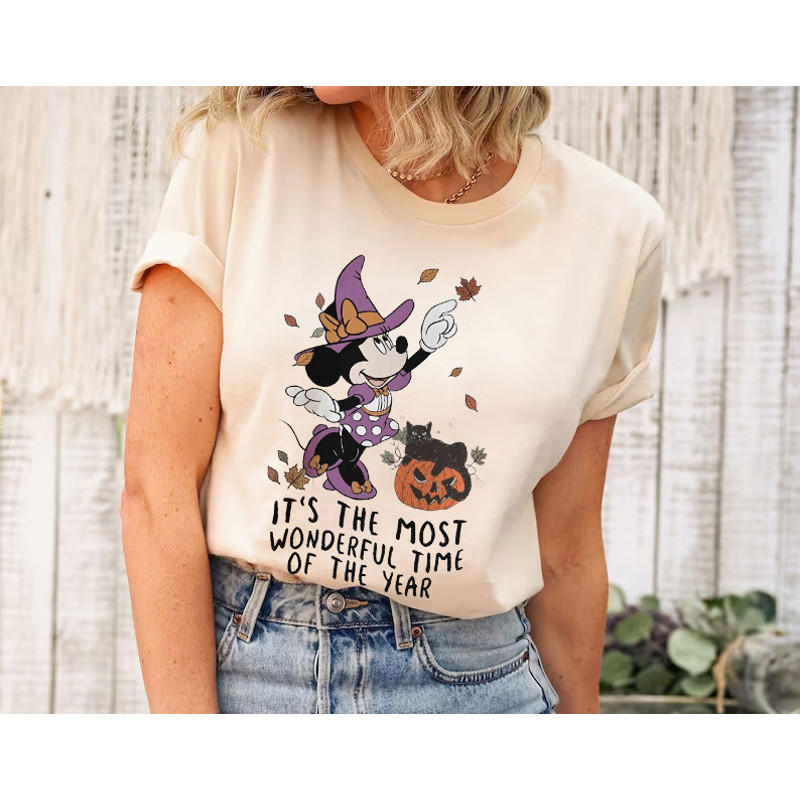 Disney Witch Minnie Halloween Shirt, It's The Most Wonderful Time of Year, Halloween Black Cat, Halloween Pumpkin Shirt, Women Fall Tee - 1.jpg