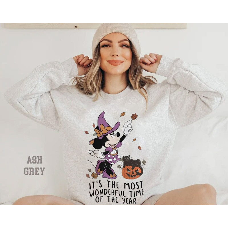 Disney Witch Minnie Halloween Shirt, It's The Most Wonderful Time of Year, Halloween Black Cat, Halloween Pumpkin Shirt, Women Fall Tee - 3.jpg